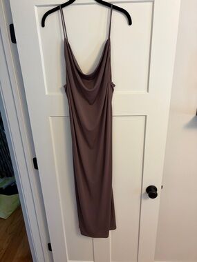 Zara Cowl Neck Slip Dress in Taupe